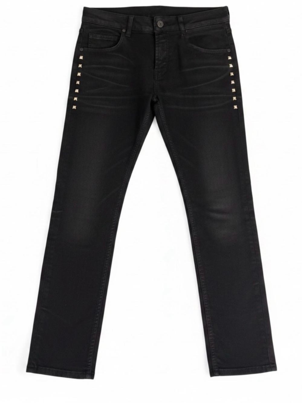 Gaelle Paris Men's Slim Straight Jeans in Black Made in italy